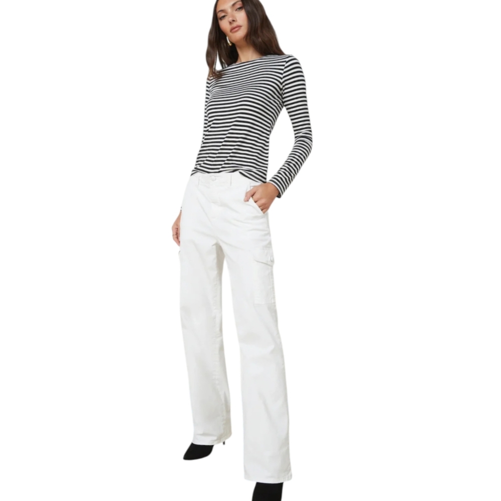 New L'agence White High Rise Trek Cotton Sateen "Channing" Trousers NWT W26 L31